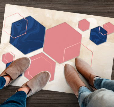 Abstracte zeshoeken vinyl tapijt geometrisch - TenStickers