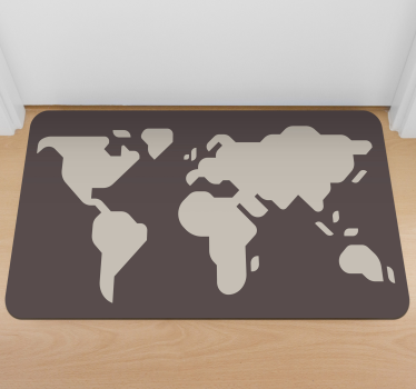 Beige en grijs motief vinyl tapijt wereldkaart - TenStickers