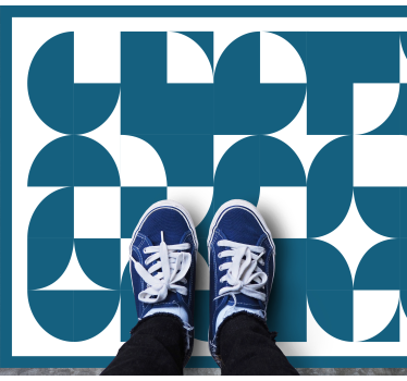 Blauw abstract motief vinyl tapijt geometrisch - TenStickers