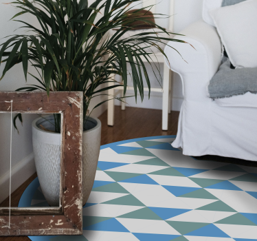 Blauwe en groene elementen vinyl tapijt geometrisch - TenStickers