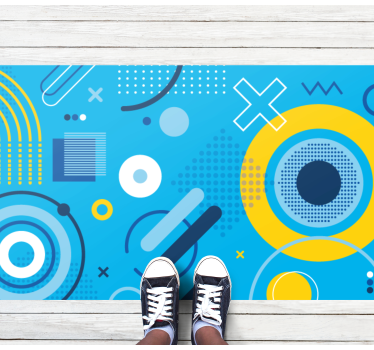 Blauw modern motief vinyl tapijt geometrisch - TenStickers