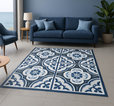 Blauwe majorica portugees vinyl tapijt woonkamer - TenStickers