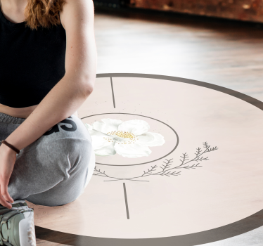 Bloemencirkel embleem vinyl tapijt bloemen en planten - TenStickers