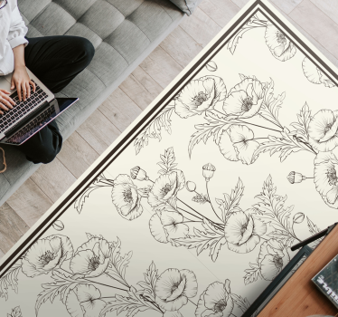 Bloemenpatroon vinyl tapijt woonkamer - TenStickers