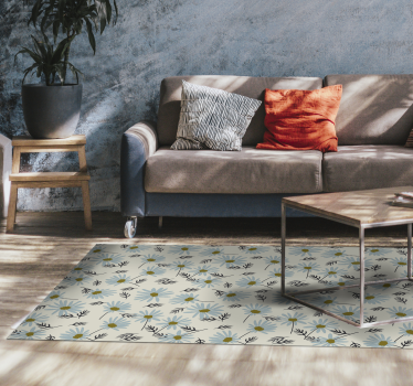 Bloemige frisheid vinyl tapijt woonkamer - TenStickers
