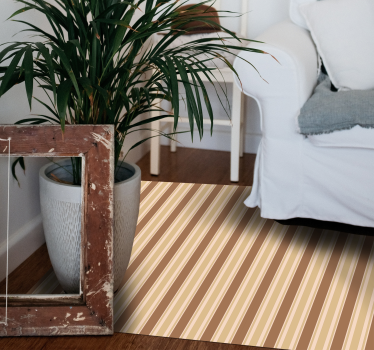 Bruin gestreept patroon vinyl tapijt woonkamer - TenStickers