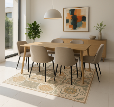 Cementtegels verschillende maten vinyl tapijt woonkamer - TenStickers