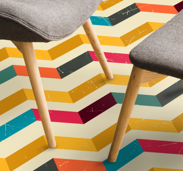 Chevron-kleurexplosie vinyl tapijt geometrisch - TenStickers