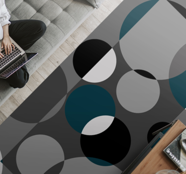 Cirkelvormig grijs patroon vinyl tapijt woonkamer - TenStickers