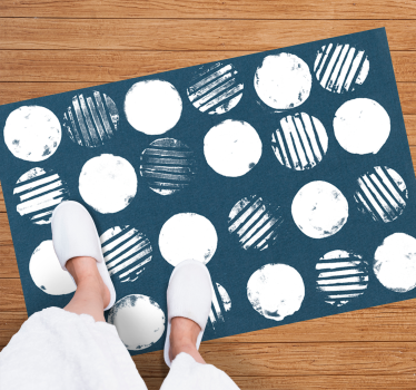 Cirkelvormige witte strepen vinyl tapijt geometrisch - TenStickers