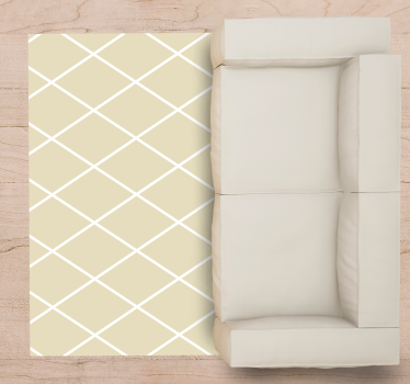 Diagonale crèmekleurige lijnen vinyl tapijt woonkamer - TenStickers