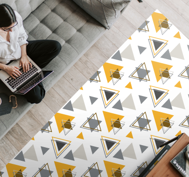 Noords driehoekig motief vinyl tapijt woonkamer - TenStickers