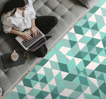 Turquoise driehoekige tinten vinyl tapijt woonkamer - TenStickers