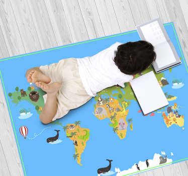 Educatieve wereld vinyl tapijt wereldkaart - TenStickers