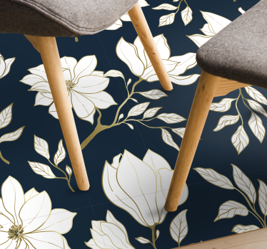 Elegante magnoliabloemen vinyl tapijt woonkamer - TenStickers