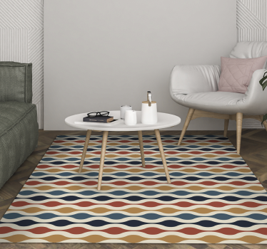 Gebogen kleurgolven vinyl tapijt woonkamer - TenStickers