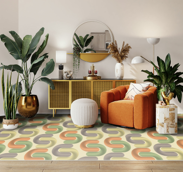 Gebogen kleurpatronen vinyl tapijt woonkamer - TenStickers