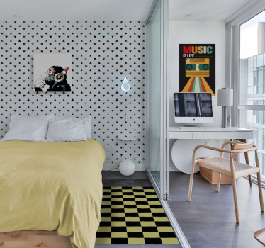 Geel en zwart schaakbord stijl vinyl tapijt - TenStickers