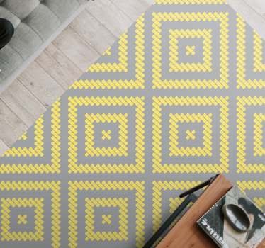 Geel en grijs vierkant patroon vinyl tapijt geometrisch - TenStickers