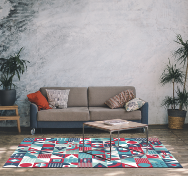Geometrisch Abstract Patroon Vinyl tapijt woonkamer - TenStickers
