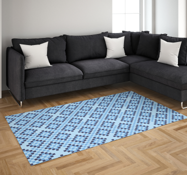 Geometrisch blauw pixel patroon vormen vinyl tapijt - TenStickers