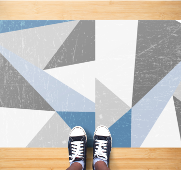 Grijs en blauw driehoekig geometrisch patroon vinyl tapijt - TenStickers