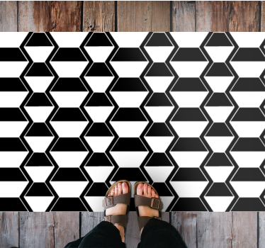 Geometrisch zwart-wit patroon vinyl tapijt - TenStickers