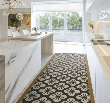 Geometrische bloemmotief vinyl tapijt geometrisch - TenStickers