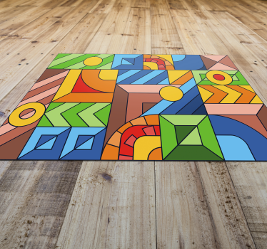 Geometrische kleurblokken vinyl tapijt geometrisch - TenStickers
