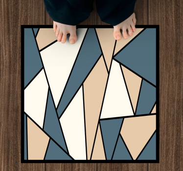 Grijze en beige secties vinyl tapijt geometrisch - TenStickers