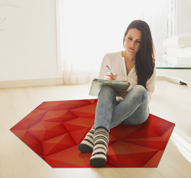 Geometrische rode veelhoeken vinyl tapijt  - TenStickers