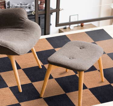 Bruin geruit vinyl tapijt woonkamer - TenStickers