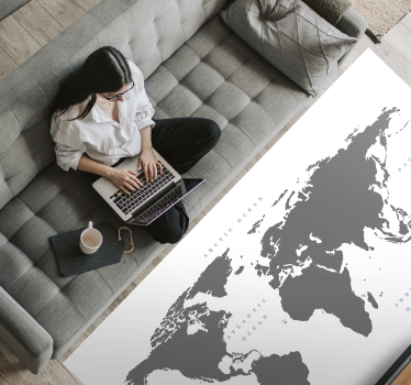 Gestileerde wereldkaart vinyl tapijt woonkamer - TenStickers