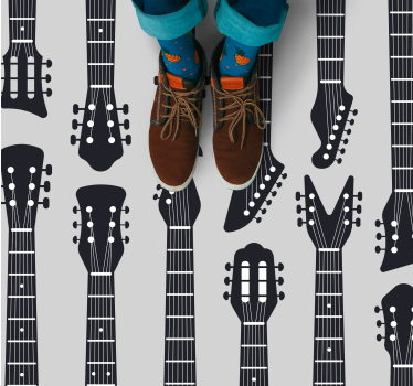 Gitaar silhouetten vinyl tapijt woonkamer - TenStickers