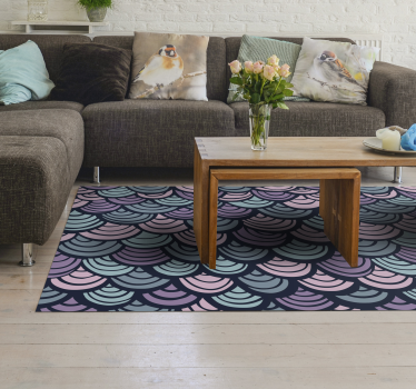 Paars en blauw golfmotief vinyl tapijt geometrisch - TenStickers