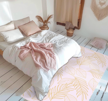 Gouden bladpatroon overlay vinyl tapijt bloemen en planten - TenStickers