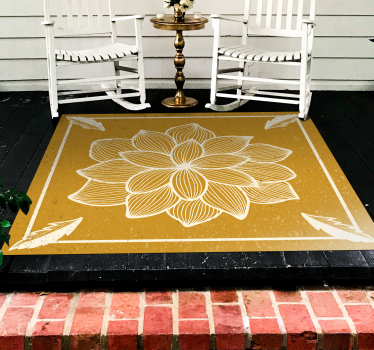 Gouden bloemdessin vinyl tapijt bloemen en planten - TenStickers