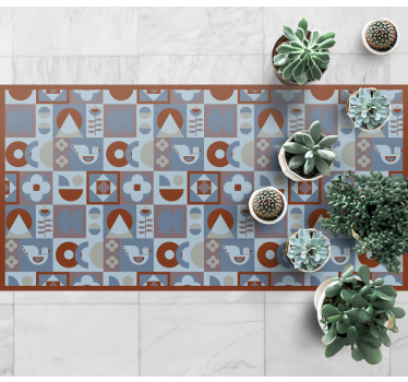 Grijze en blauwe arrangementen vinyl tapijt geometrisch - TenStickers