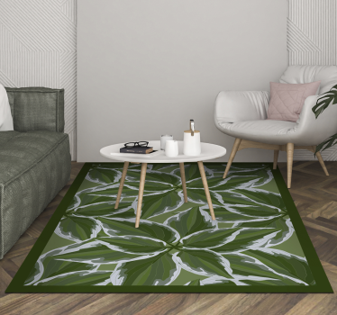 Groen bladpatroon vinyl tapijt woonkamer - TenStickers