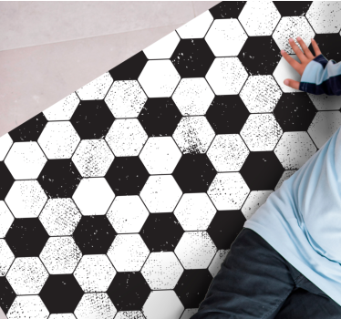 Zwart-wit zeshoekig vinyl tapijt geometrisch - TenStickers