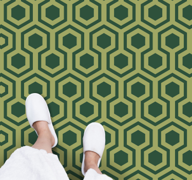 Hexagonale groene elementen vinyl tapijt geometrisch - TenStickers