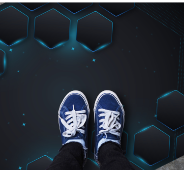 Blauwe hexagonale lay-out vinyl tapijt geometrisch - TenStickers