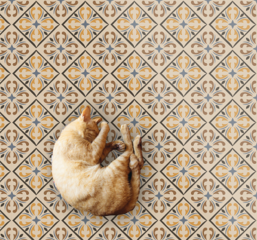 Vinyl tapijt tegels goud en blauw barokpatroon - TenStickers