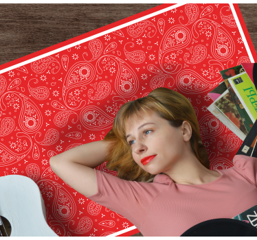 Rood paisleypatroon vinyl tapijt wereldkaart - TenStickers