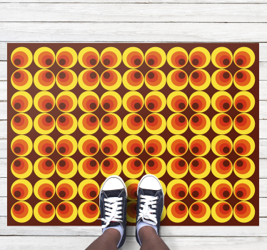 Jaren 70 pop oranje cirkels retro vloerkleed - TenStickers