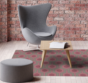 Jaren 70 vinyl vloerkleed 70s roze zeshoeken - TenStickers
