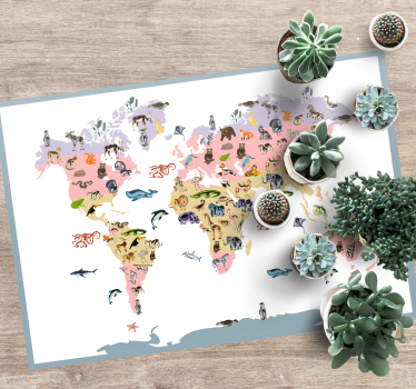 Illustratie van vida zilver vinyl tapijt wereldkaart - TenStickers