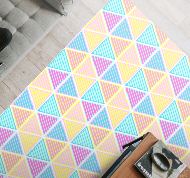 Kleurrijk driehoekspatroon vinyl tapijt geometrisch - TenStickers