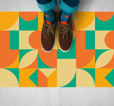 Kleurrijk geometrisch patroon Geometrische vinyl vloerkleed - TenStickers