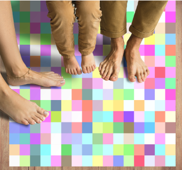 Kleurrijk vierkantjespatroon vinyl tapijt geometrisch - TenStickers